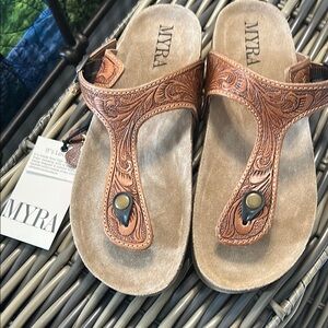 Myra Bag Tan and Brown Sandals